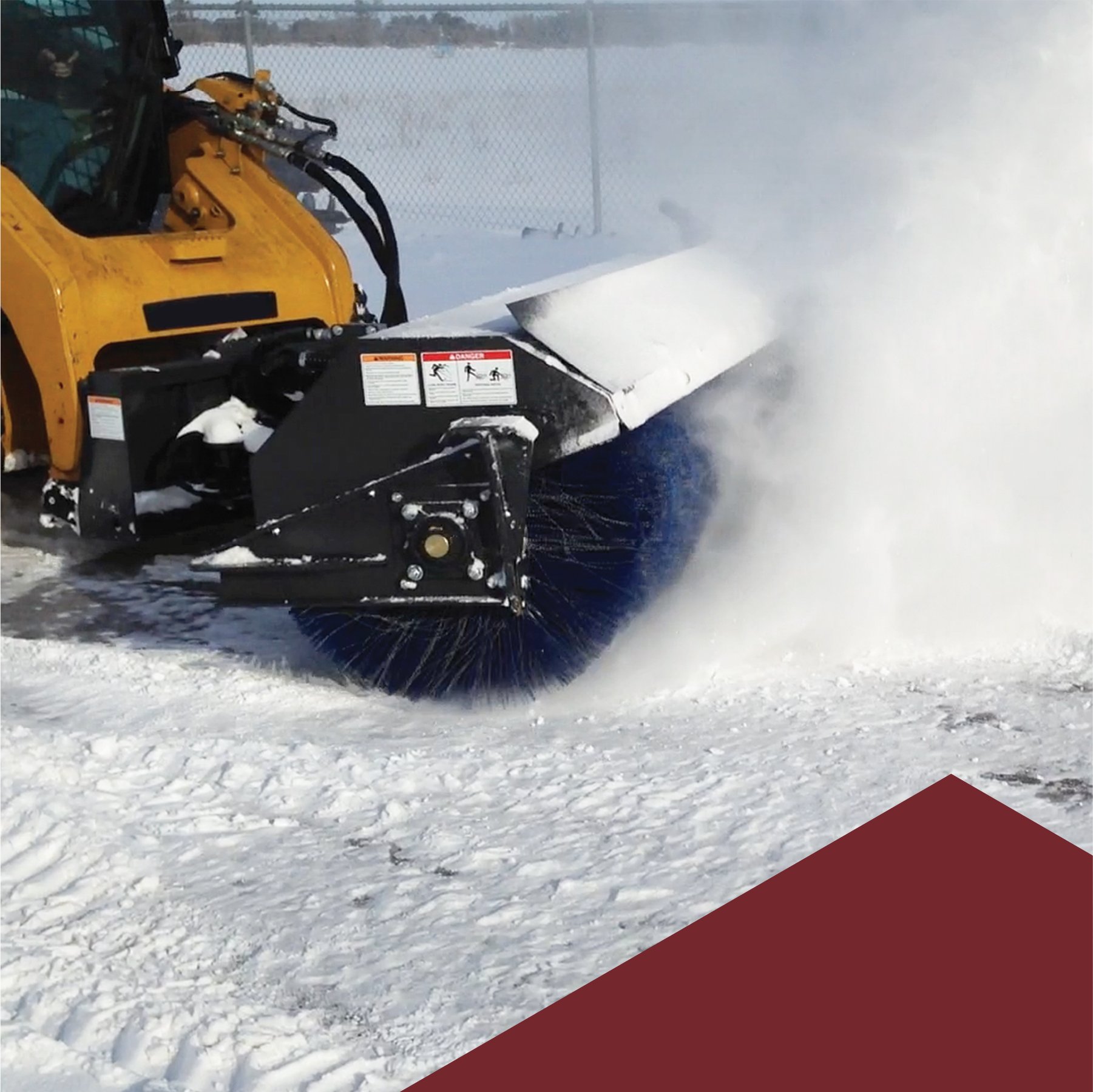 Angle broom sweeps snow off path