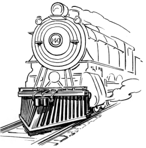 drawing of a train with a v snow plow