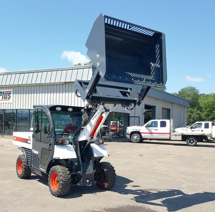 Virnig-Skid-Steer-High-Dump-Bucket-Attachment-on-Toolcat